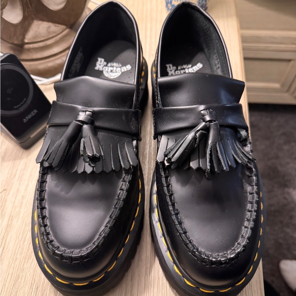 Dr. Martens Black Leather Tassel Loafers